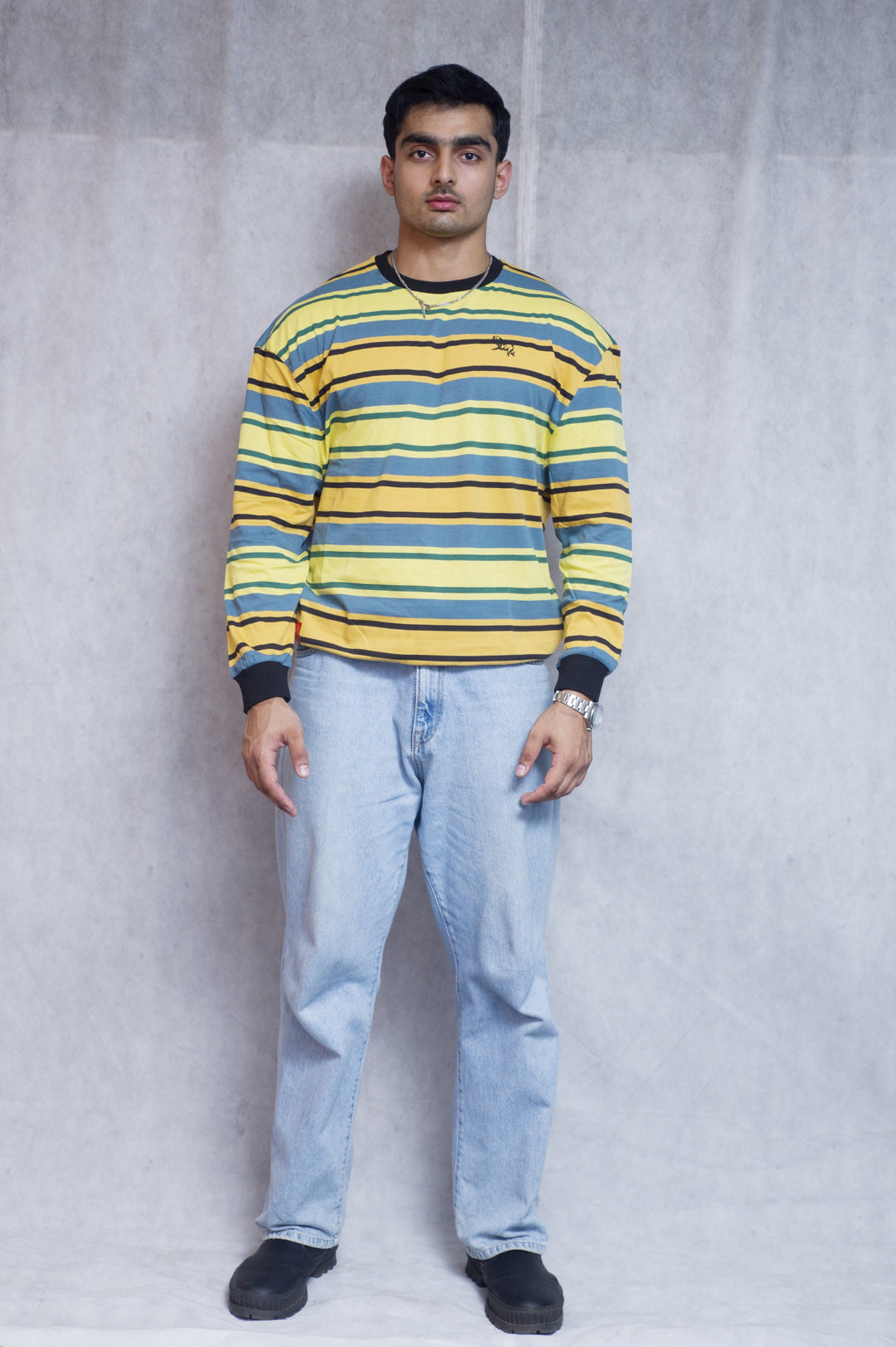 Vibrant Lemon Yellow Striped Shirt